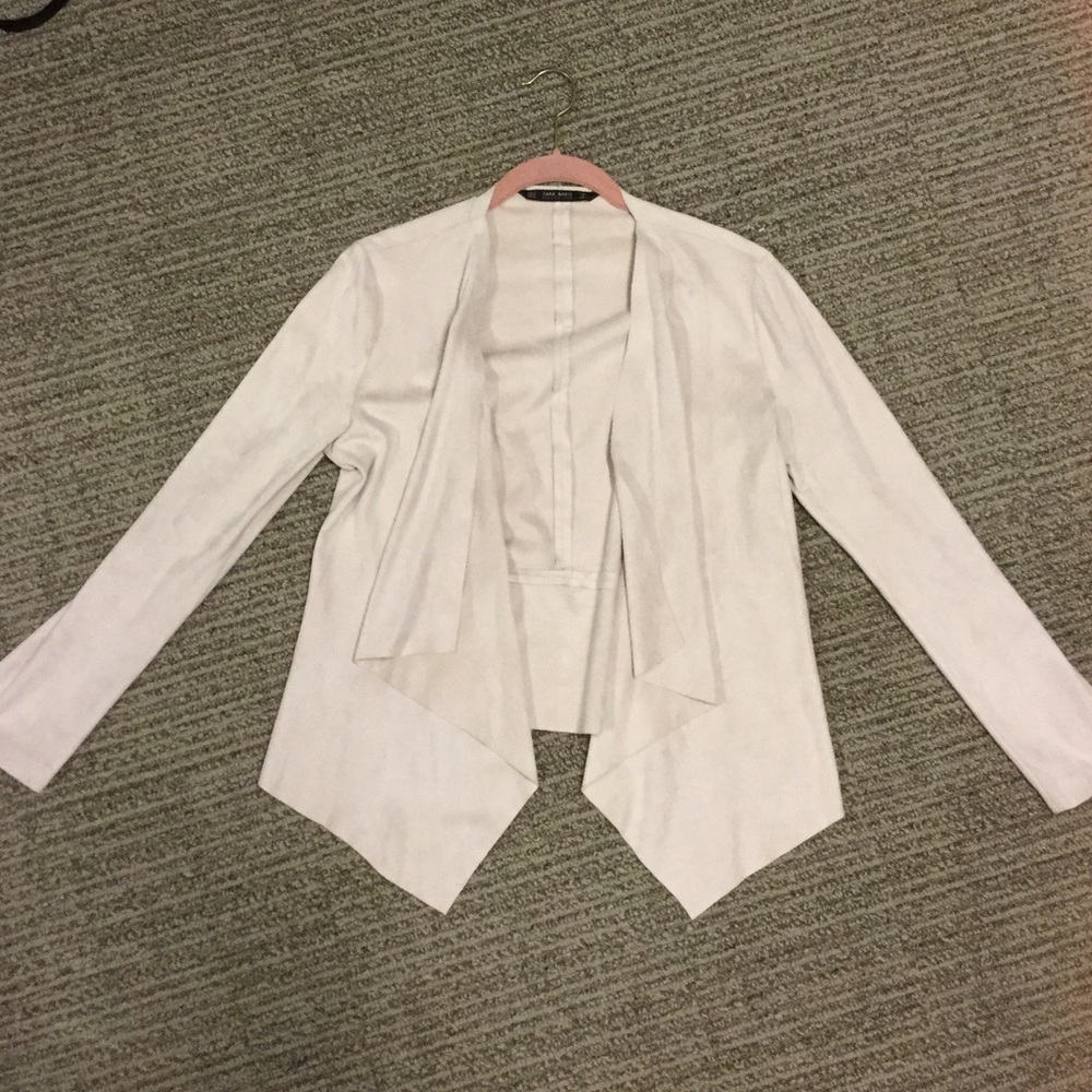 Zara Faux Suede Drape Cardigan